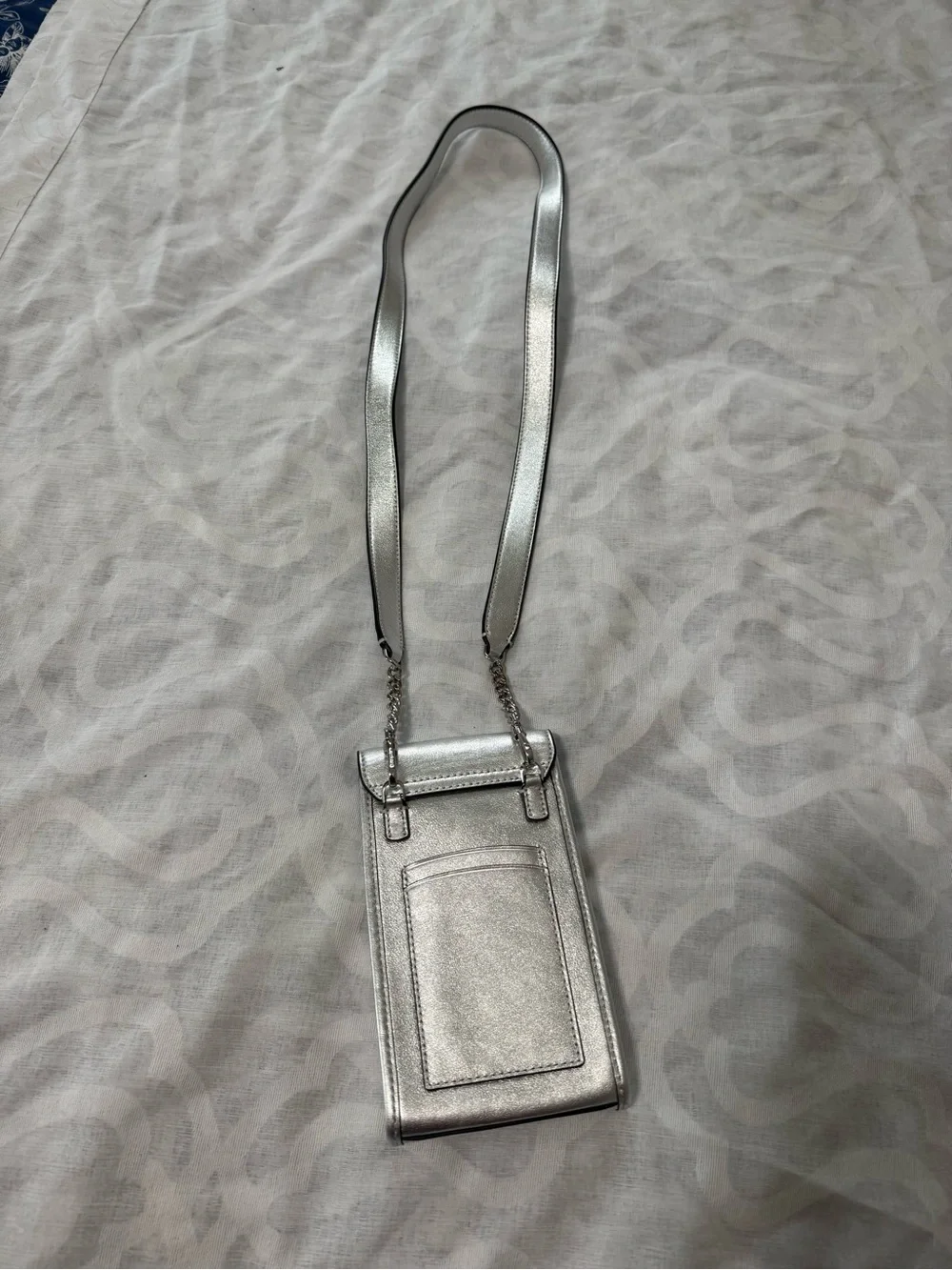 kate spade Iridescent Front Crossbody Phone Pouch with Silver Strap